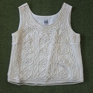 R&M Richards Ribbon Lace Tank Top  Size  14M Off White